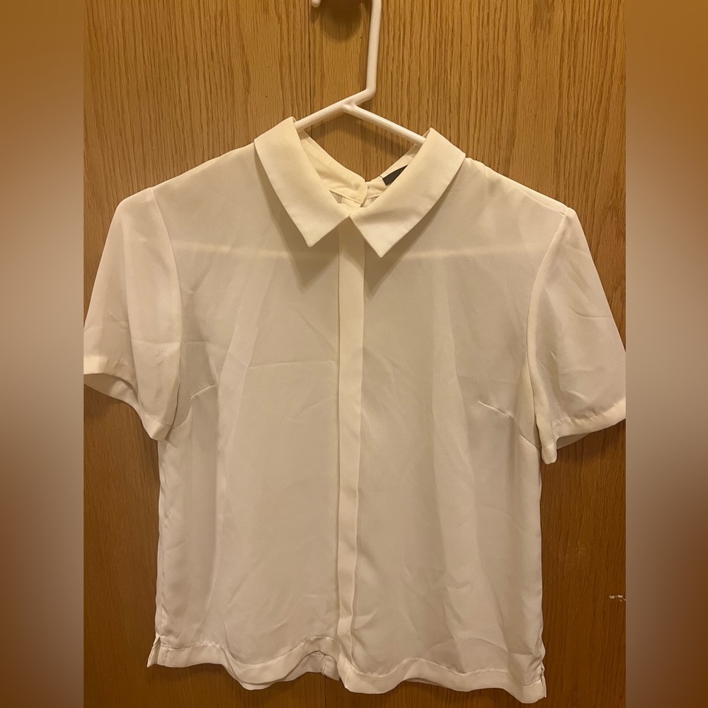 Wednesday Adams Inspired Gothic Collared White Button Up - Picture 6 of 7